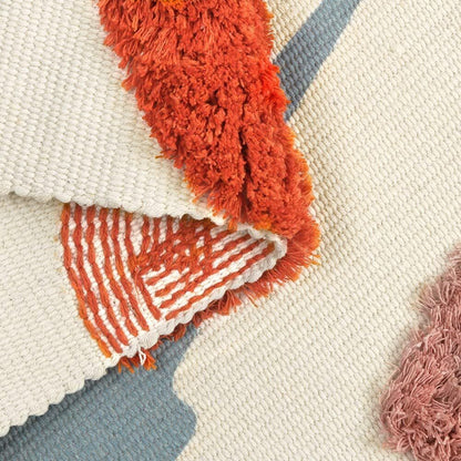 Hand Woven Bathroom Runner Rug Multi-Color with Tassel Cotton Tufted Home Decor