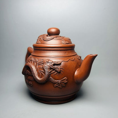 Vintage Chinese Yixing Purple Clay Teapot Zisha Ceramic Carving Dragon Tea Set