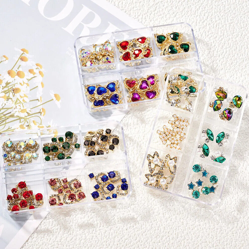 Nail Charms 30Pcs Boxed Luxury Shiny Planet Alloy 3D Art Rhinestones Bling Decor