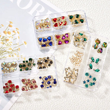 Nail Charms 30Pcs Boxed Luxury Shiny Planet Alloy 3D Art Rhinestones Bling Decor