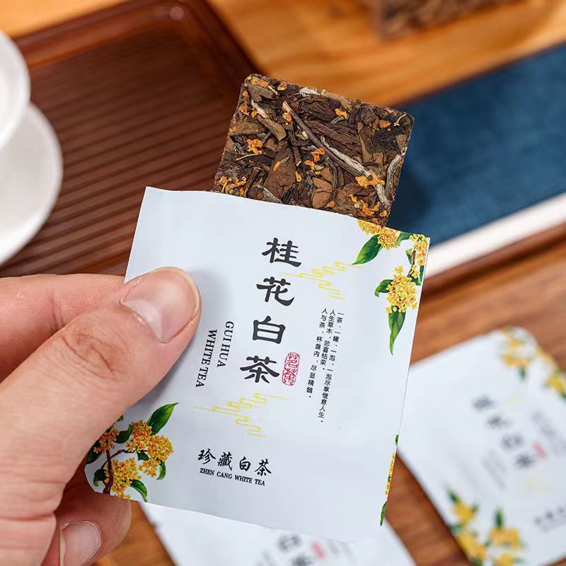 30Pcs Fuding White Tea Small Brick High Mountain Osmanthus Fragrans White Tea