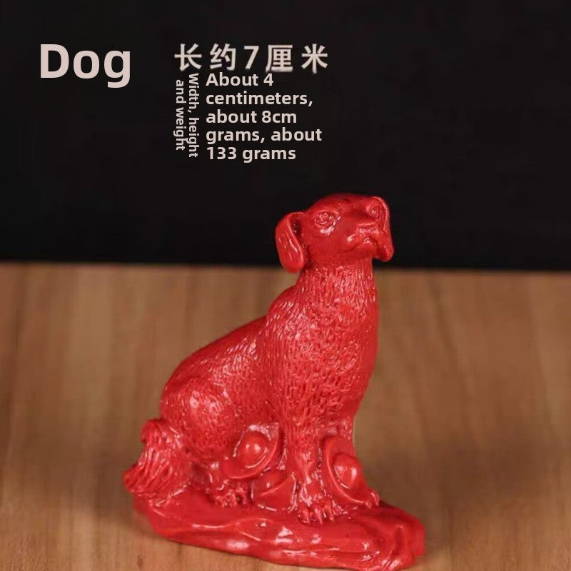 1Pc Cinnabar Handcarved Twelve Chinese Zodiac Tea Pet Amulet Home Decoration