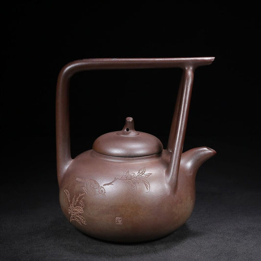 l-0Chinese Yixing Zisha Clay Handmade Exquisite Teapot （东坡石铫 底款：汪寅仙）