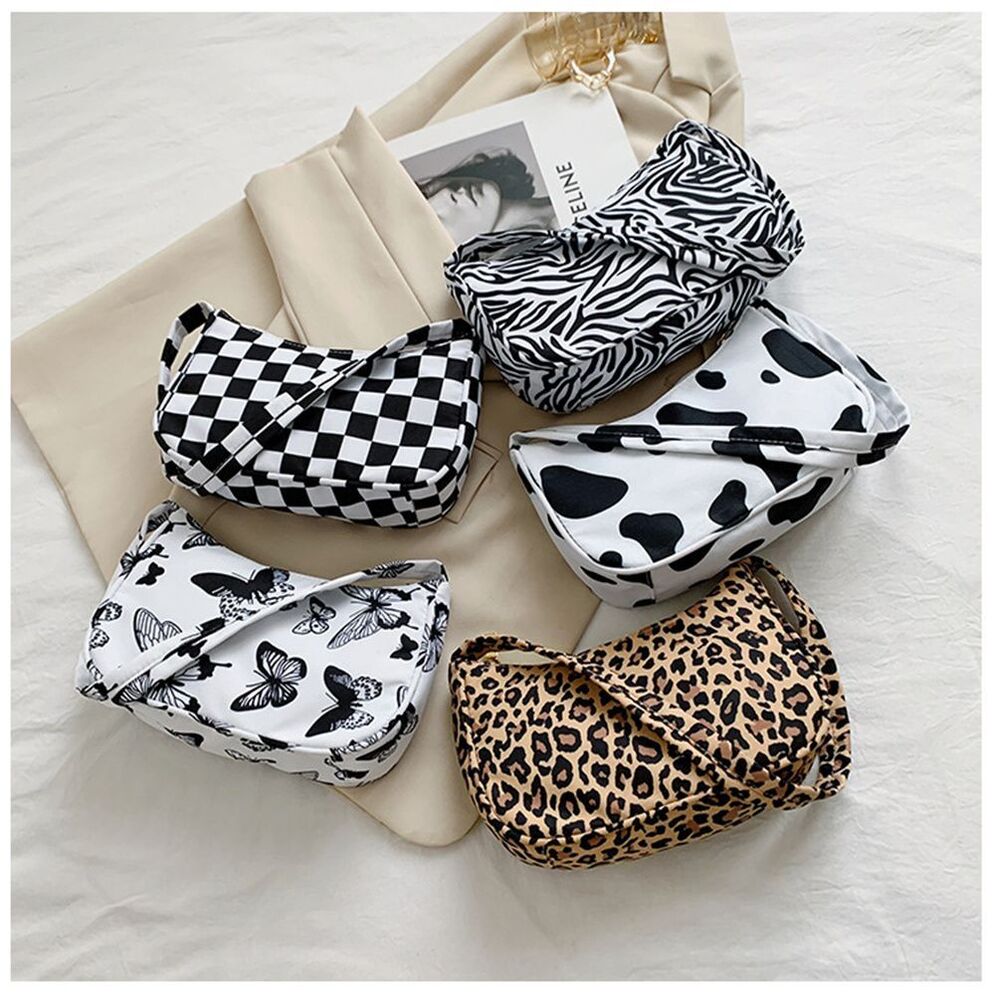 Shopper Bag Shoulder Underarm Bag Vintage Small Purse Nylon Handbags Zipper 1PC