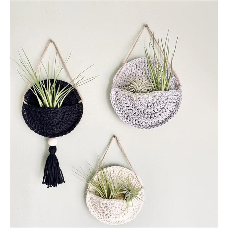 Air Plant Holder Cotton Hand Weaving Multicolor Macrame Bohemian Planter 10-15cm