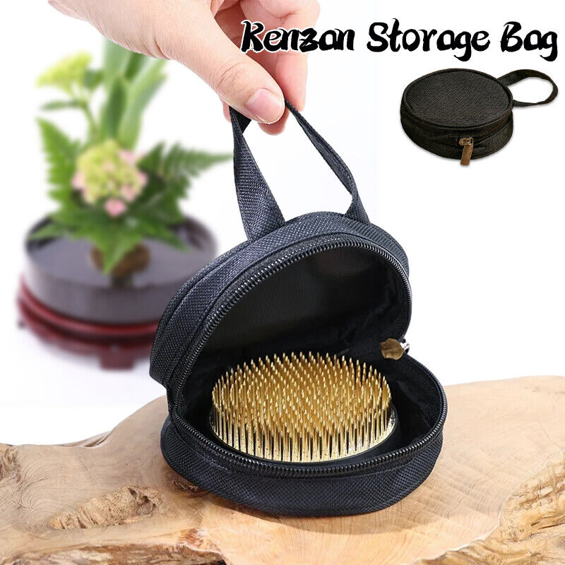 11x4.5cm Round Japanese Florist Working Tools Bag Kenzan Toolkits Storage Pouch