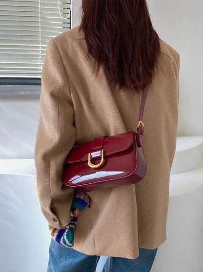 Women's Classic Vintage Handbag Leather Shoulder Bag Burgundy Crossbody Bag Gift