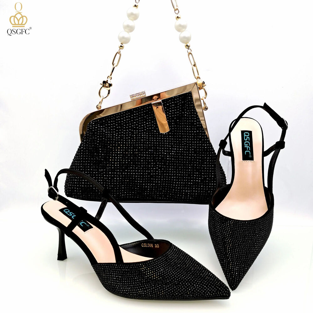 Wine Fashion Bag Shoulder Bag and Strap High Heels Commuter Shoes and Bag