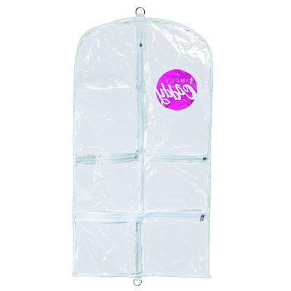 Costume Garment Bag With Pockets, White Trim One Size, Clear