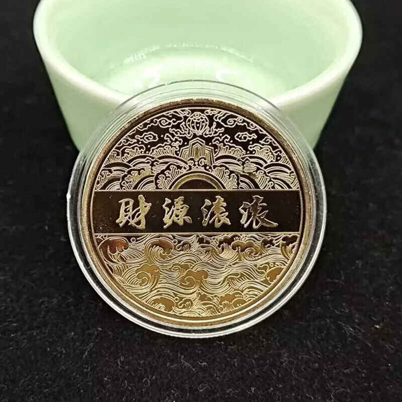 Collection Coin Metal Colorful Gold Plated Chinese Dragon Year Souvenir 40x1.5mm