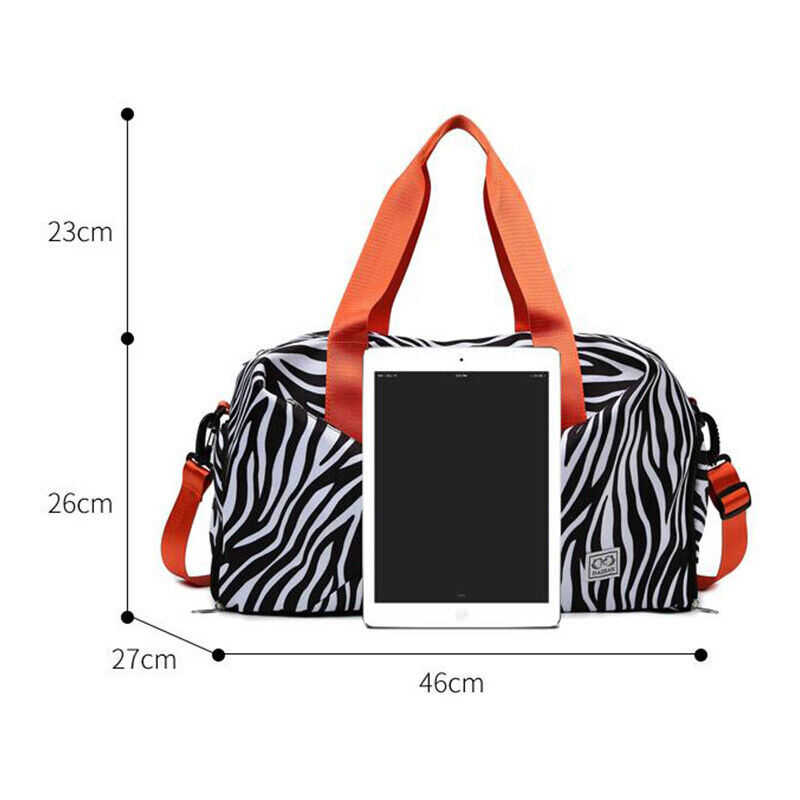 Zebra-stripe Travel Bag Folding Travel Luggage Duffle Shoulder Bags Women Sports