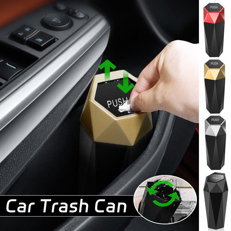 Portable Car Trash Can Dustbin with Lid Garbage Cup Holder Auto Leak Proof Bin