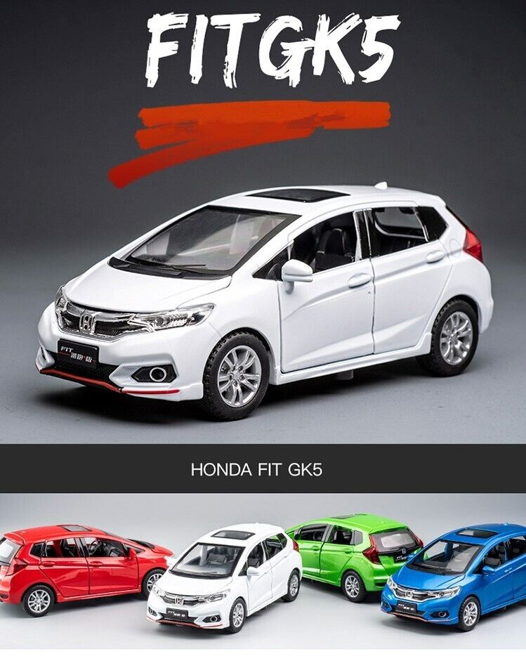 1:28 HONDA Fit GK5 Diecast Model Car Toy Sports Car Vehicle Sounds Lights Gift