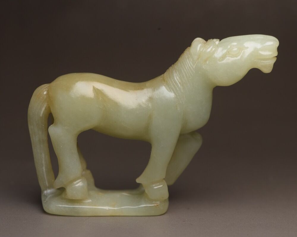 Chinese Antique Hetian Jade Hand Carving Horse Statue Sculpture Nice Art Work