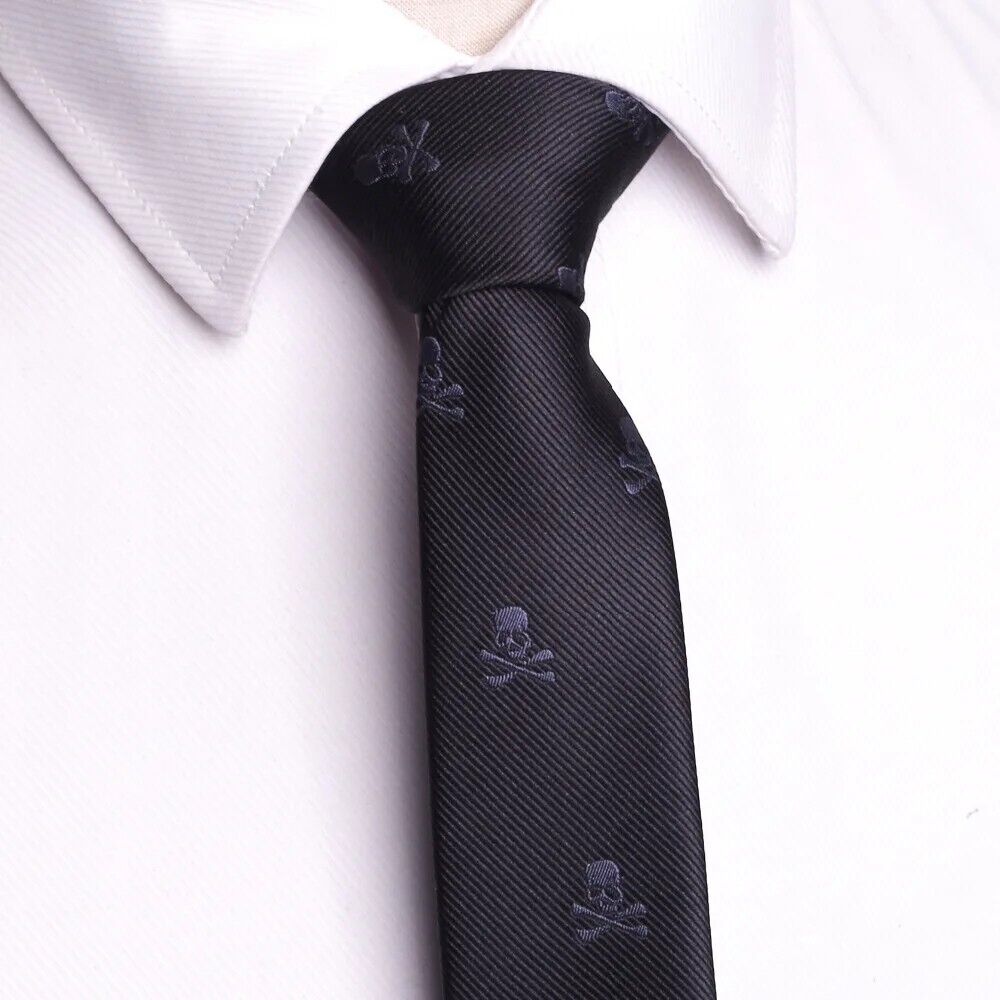 Men Necktie 3Pcs Set Polyester Bowtie Slim Cartoon Skeleton Fashion Dress Cravat