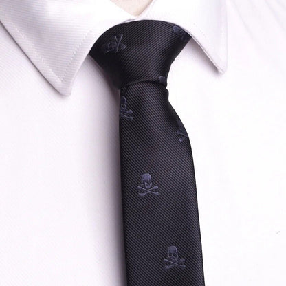 Men Necktie 3Pcs Set Polyester Bowtie Slim Cartoon Skeleton Fashion Dress Cravat