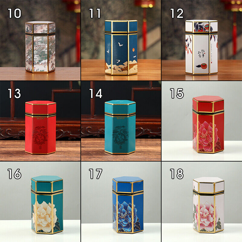 Chinese Vintage Floral Tea Tin Canister Jar Tinplate Tea Sealed Portable Tea Box