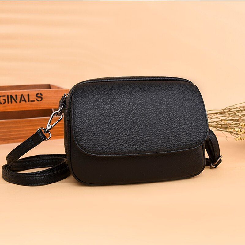 Genuine Leather Cowhide Fashion Bag Small Shoulder Purse Soft Crossbody Handbag