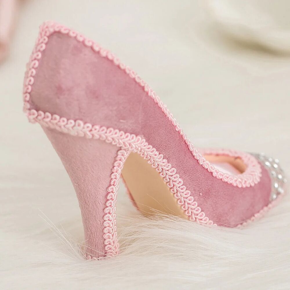Jewelry Display Stand Resin Elegant Pink High Heel Shoe Ring Holder Storage Rack