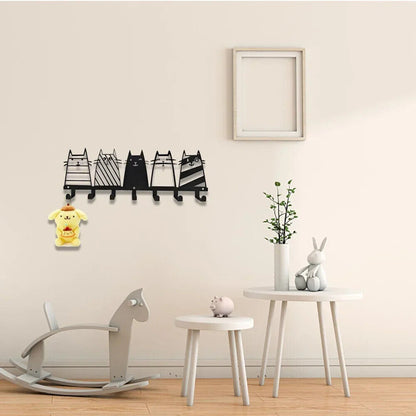 Cute Cat Decorative Hook, 7 Hooks, Coat Rack, Cat Decor Wall Mounted Coat Rack