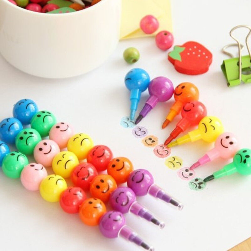 Crayons 7 Colors Pen Haws Cartoon Smiley Graffiti Stationery nice Gifts For Kids