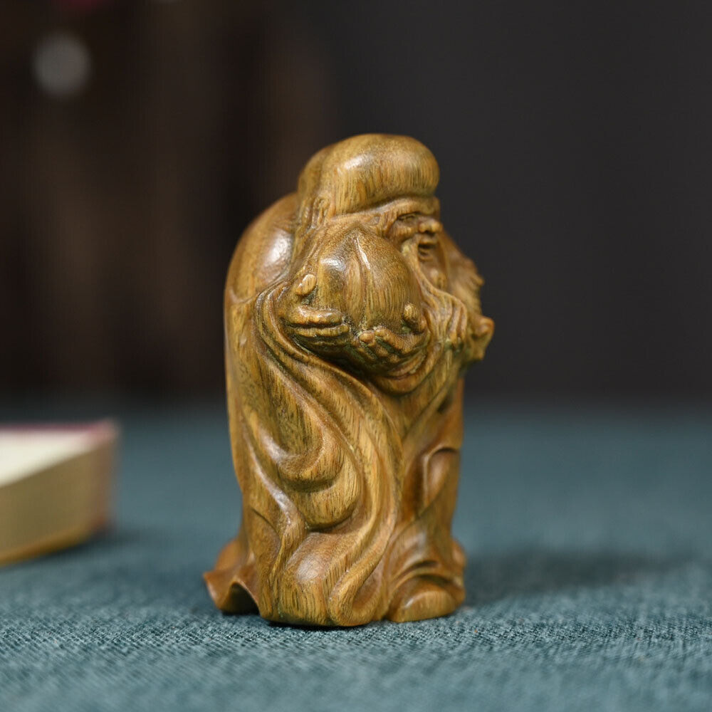 Green Sandalwood Carving Xianweng Shouxing Public Decoration Crafts