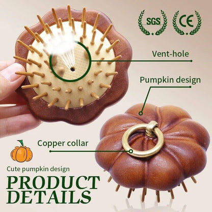 Women Mini Hair Brush Sandalwood Travel Pocket Comb Head Scalp Massage 8.3x5.2cm