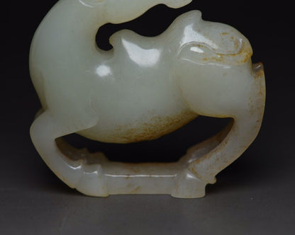 Chinese Natural Hetian Jade Carving Exquisite Camel Statue Figurine Collection