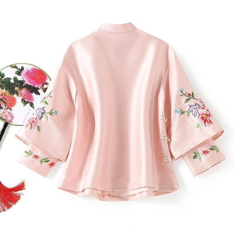 Tang Suit Coat Embroidery Chinese Tops Women Blouse Loose Female Shirt