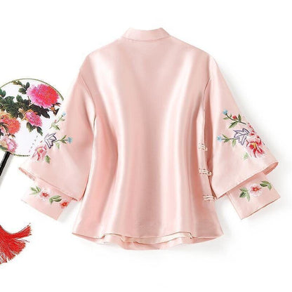 Tang Suit Coat Embroidery Chinese Tops Women Blouse Loose Female Shirt