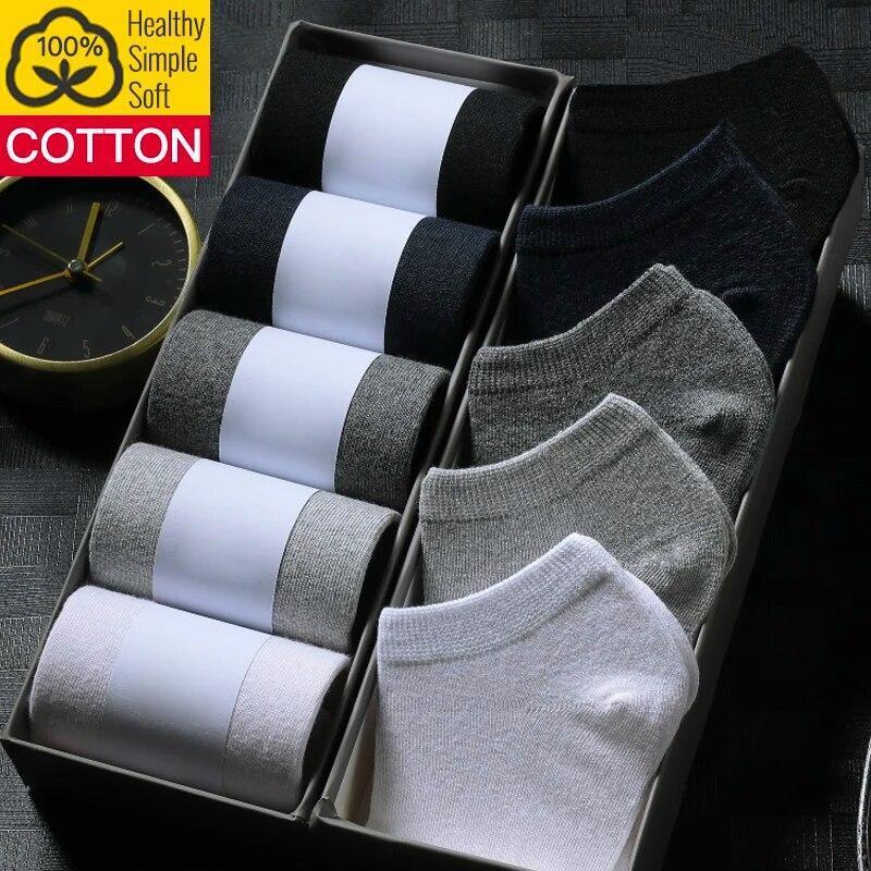 100% Thin Knit Breathable Cotton Boat Socks No Show Casual Fashion EU Size 39-44