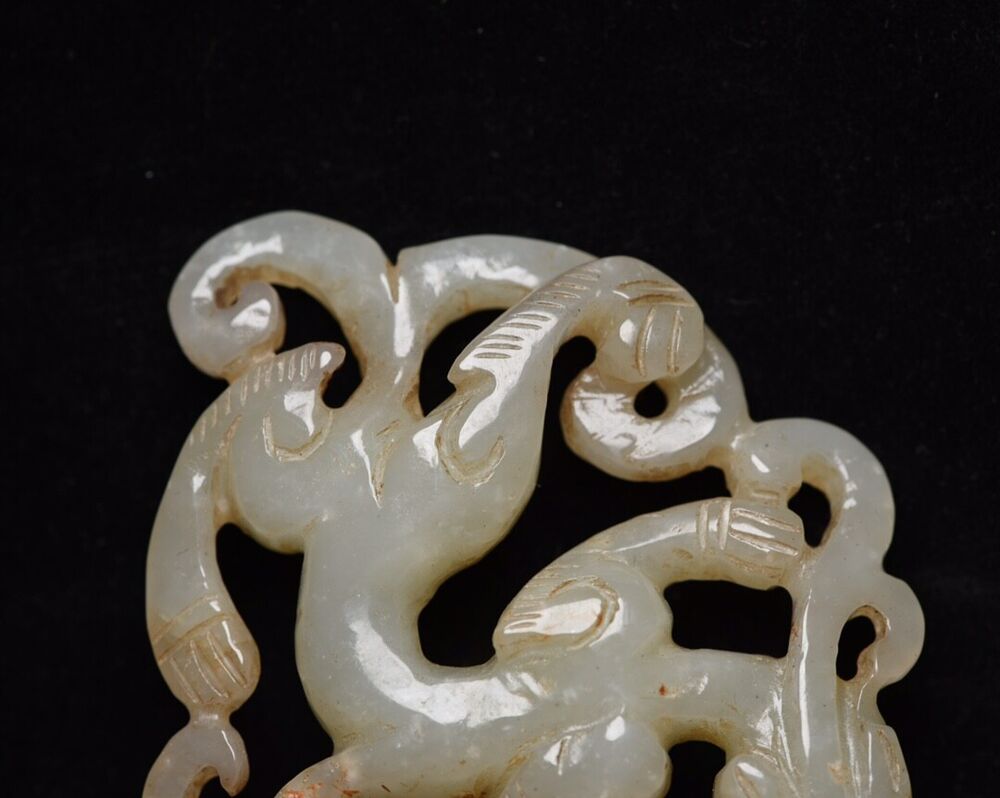 Chinese Hetian Jade Hand Carved Dragon Statue Nice Figurines Artwork Collectible