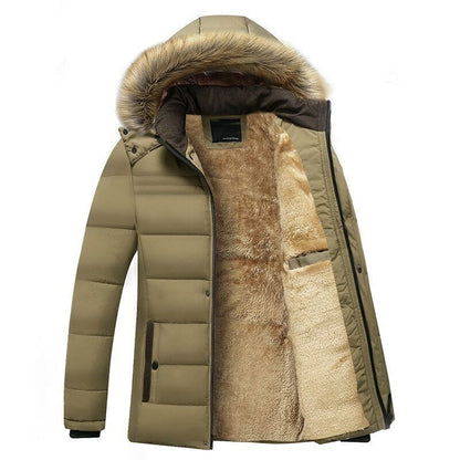 Winter New Warm Fleece Parkas Men Hooded Fur Collar Jacket Coat Men Parkas Men
