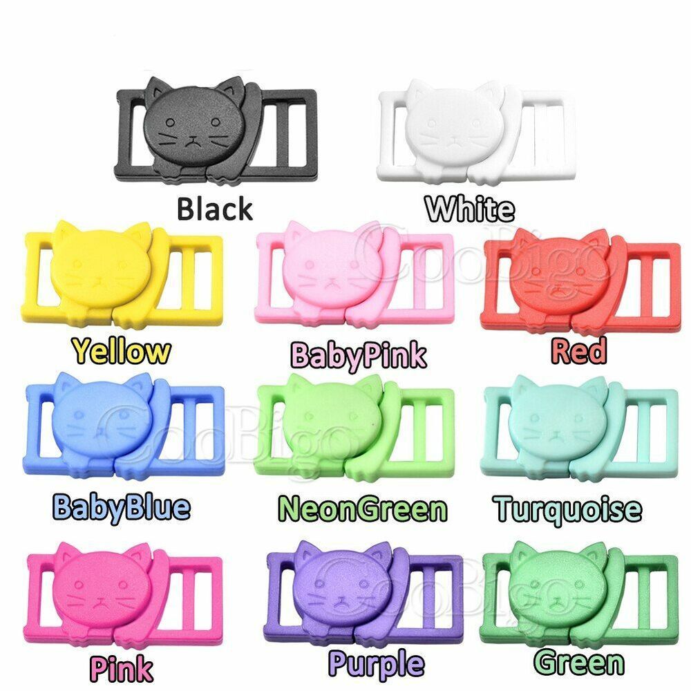 Cat Head Plastic Side Release Buckle Clips Outdoor Backpack Pet Collar 12pcs