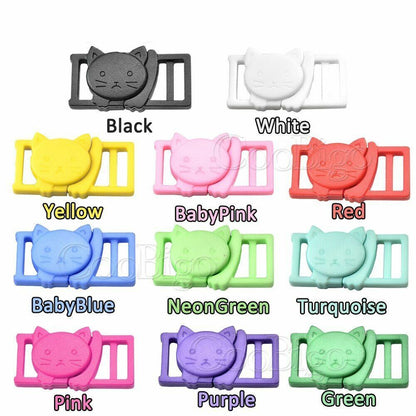 Cat Head Plastic Side Release Buckle Clips Outdoor Backpack Pet Collar 12pcs