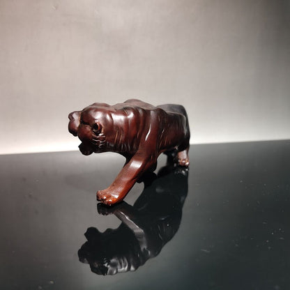 Nice Wood Carved Tiger Appealing Sculpture Lovely Woodwork Wall Desk Home Decor