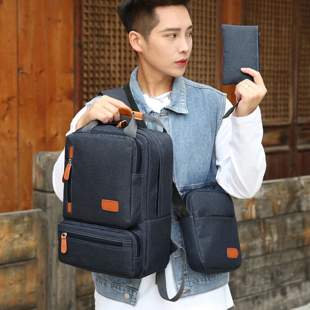 3pcs Backpack Set Women Men Laptop Backpack Shoulder Bag Travel School Business