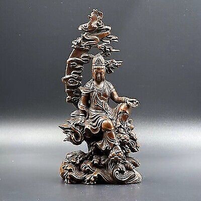Chinese Boxwood Carving Kwan Yin Statue Woodwork Sculptures Home Decor Artwork