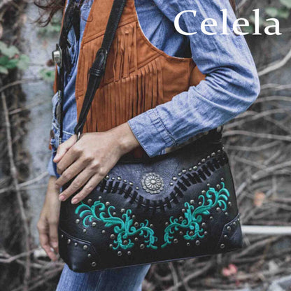Celela Women Bag Handbag Embroidered Studs Stitch Shoulder Crossbody Bags