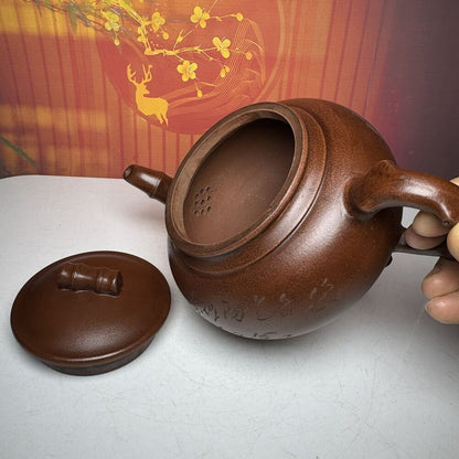Vintage Chinese Yixing Purple Clay Teapot Zisha Ceremony Ceramic Bamboo Teaware
