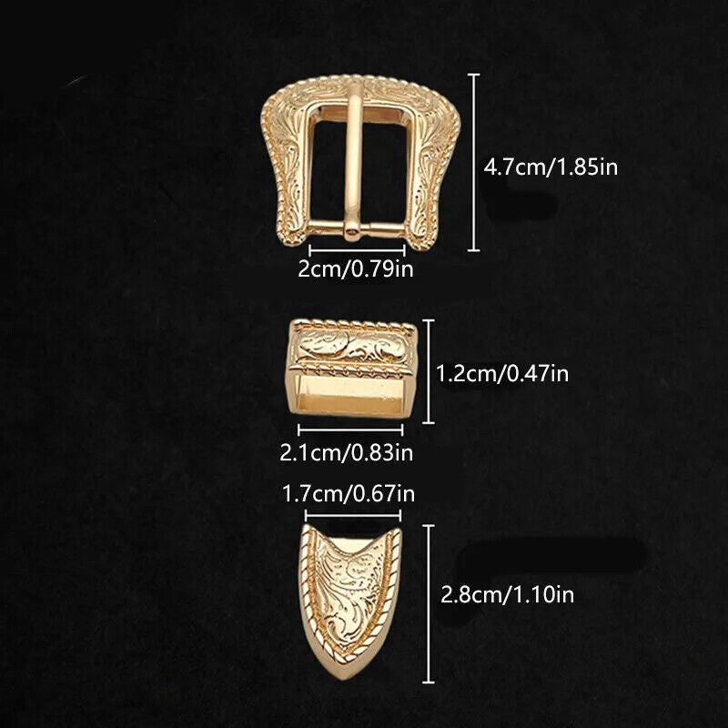 Women Belt Buckles 3Pcs Vintage Carved Metal Pin Jeans Waistband DIY Accessories
