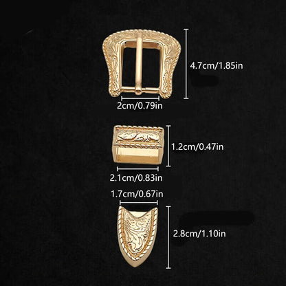 Women Belt Buckles 3Pcs Vintage Carved Metal Pin Jeans Waistband DIY Accessories