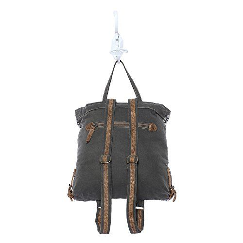 Myra Bag Honey Bee Cowhide & Upcycled Canvas Backpack S-1162 One Size, Gray