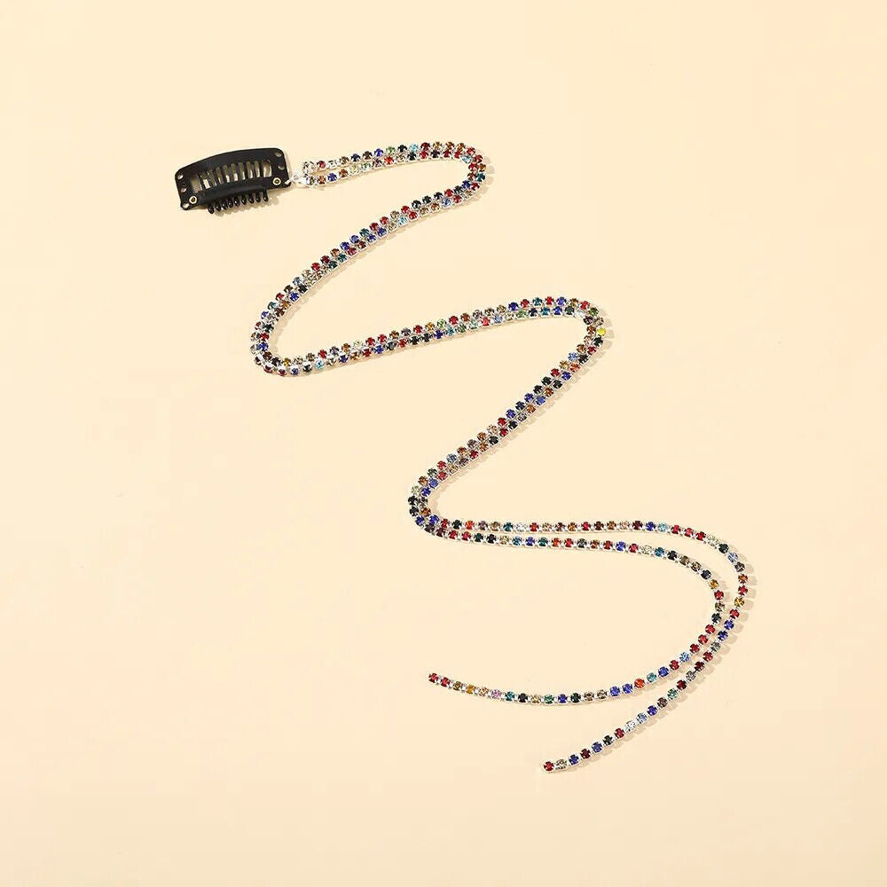 Women Tassel Hair Clip Alloy Shiny Chain Hairpin Barrettes Braided Headband Pony