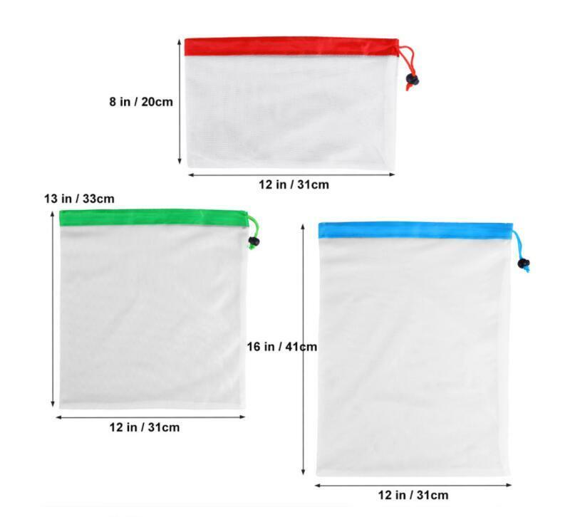 12pcs Reusable Storage Bag Washable Bags Fruit Vegetable Toys Sundries Organizer