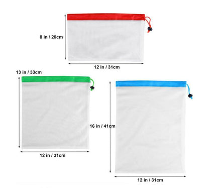 12pcs Reusable Storage Bag Washable Bags Fruit Vegetable Toys Sundries Organizer