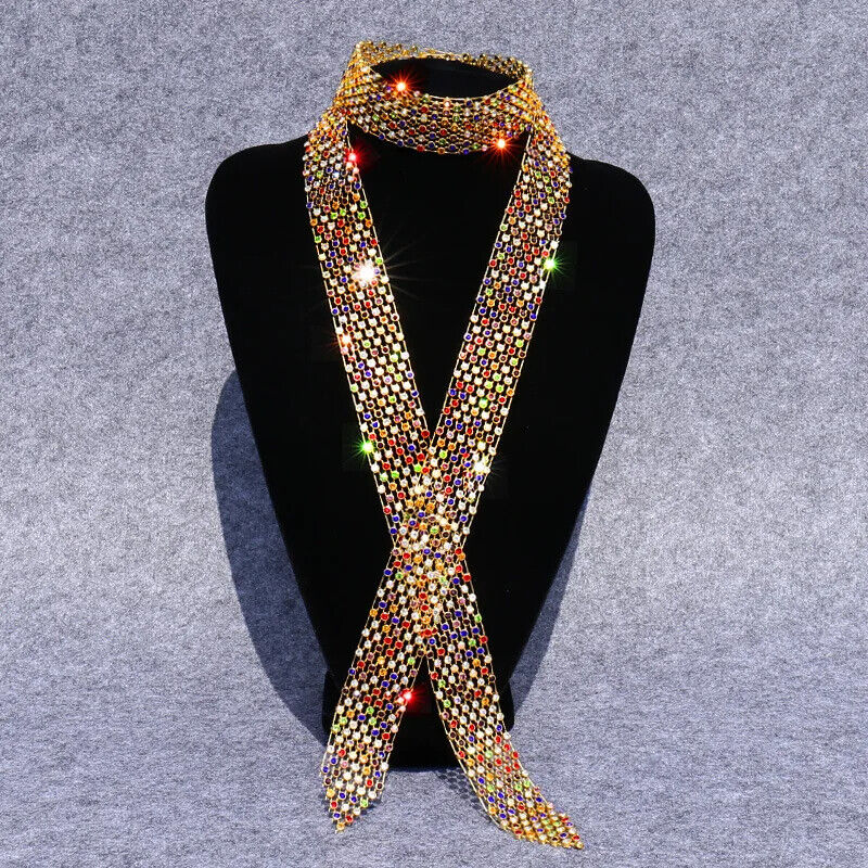 Men Ties Shiny Rhinestones Women Fashion Sequin Party Night Club Bar Accessories