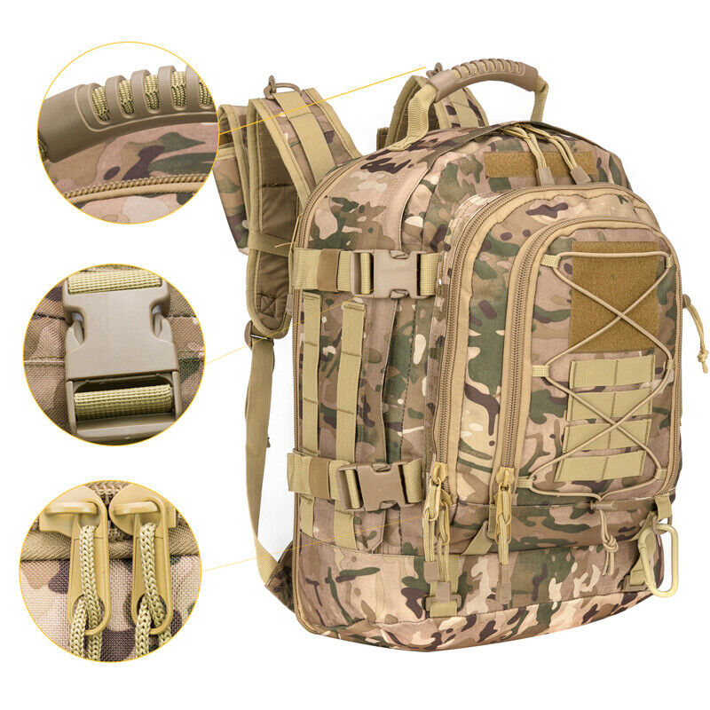 Großer militärischer taktischer Rucksack Outdoor erweiterbar Reise Wandertasche-