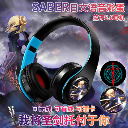 Anime Fate/stay night SABER Bluetooth Wireless Headsets Earphone Cosplay Gift