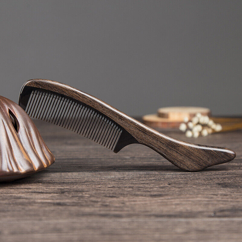 Black Buffalo Horn Hair Comb Massage Brush Anti Static Wood Comb